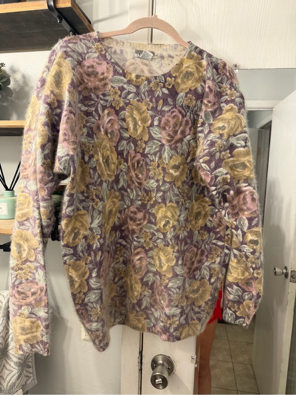 Vintage 80’s Rabbit Hair Floral Crewneck Sweater